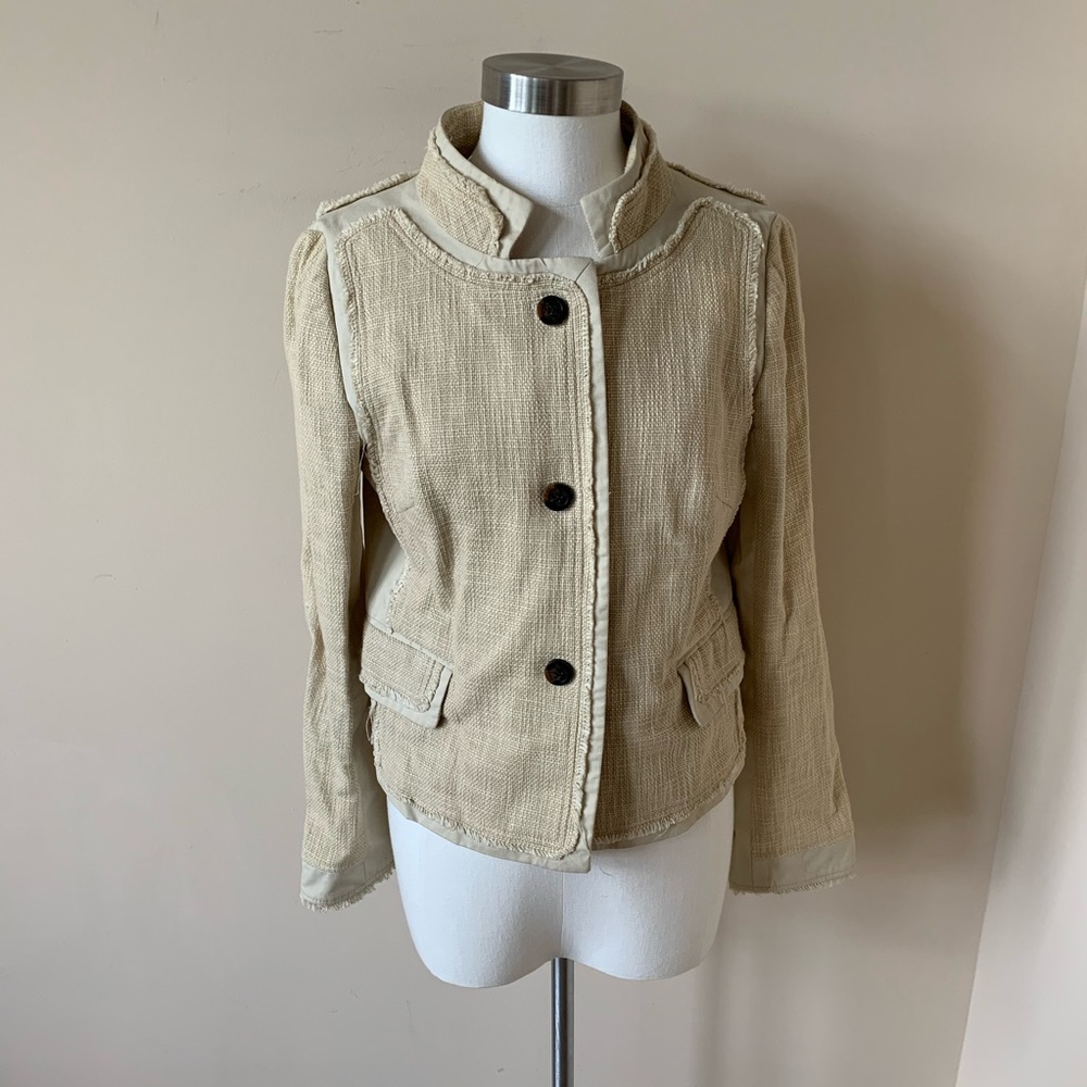 Tory Burch Tan Textured Woven Jacket